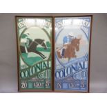 A pair of framed decorative poster prints titled International Steeple Chase 1983, signed