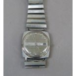 A Seiko gentleman's Weekdater wrist watch in cushion shaped textured stainless steel case No 6126187