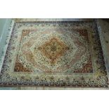 A modern machine woven caucasian style bordered rug, the salome wilton rug made in Israel by