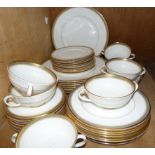 A Royal Doulton Clarendon gilt bordered dinner service, approximately 40 pieces