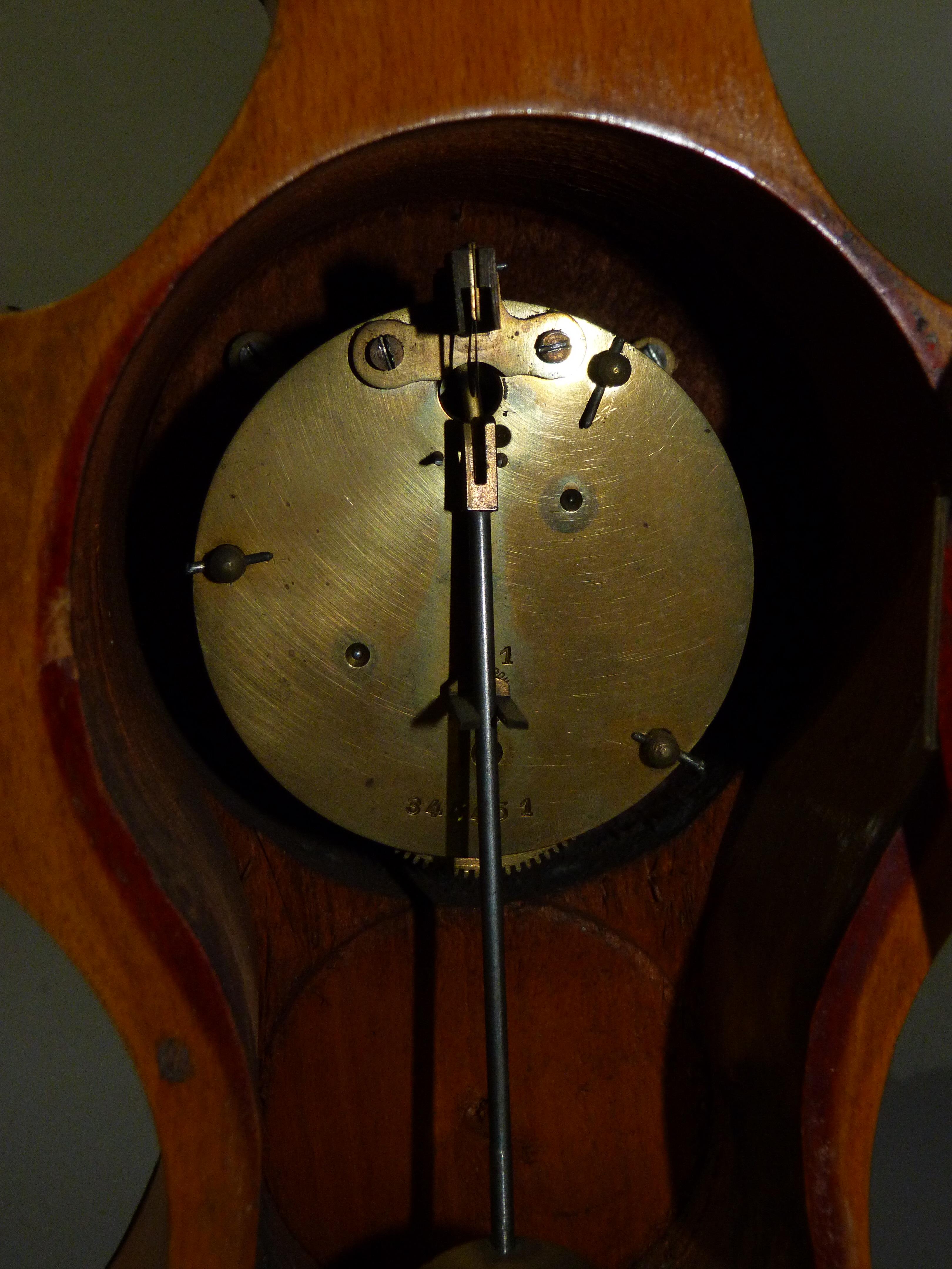 A Rococo style mantel clock in polished beech the front panel veneered with birds eye maple - Image 3 of 3