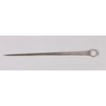 A GEORGE III SILVER MEAT SKEWER WITH LOOP HANDLE, London 1792, Richard Crossley, approximately 3oz