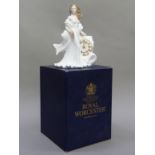 A Royal Worcester figure Eternity, in celebration of the year 2000, white and gilt with
