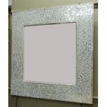 A mirrored mosaic framed square wall mirror, 89cm x 89cm