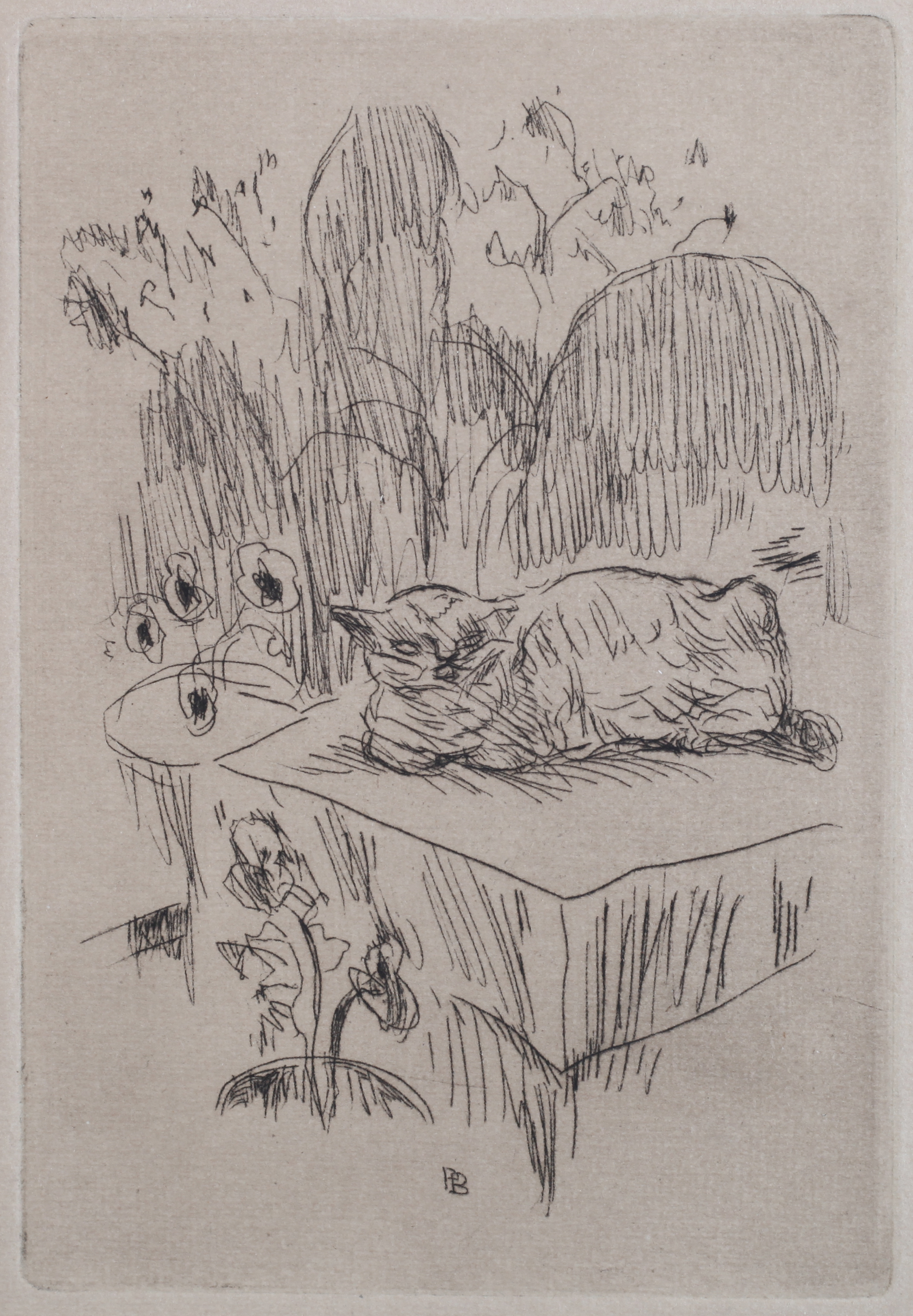 After Pierre Bonnard French (1867-1947) Le Chat, etching on buff paper, initialled within the plate,