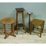 A collection of 1930's/40's occasional furniture to include an octagonal table on square framing,
