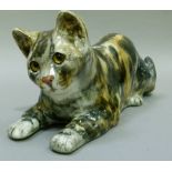 Winstanley Cats a tabby cat laying down, signed to base, 16.5cm high