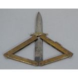 An Indian brass and steel folding dagger, the hinged brass case with concertina action to issue