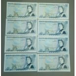 Bank of England 4 x five pound notes G.M Gill plus 4 x five pound notes J.B Page some