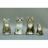 Winstanley Cats, two pairs of tabby mini cats, signed to base, 5cm and 8cm, 7cm and 8cm