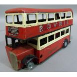 A Tri-ang 'Bovril' London Transport double decker bus, 177 for Mitcham, 18cm long