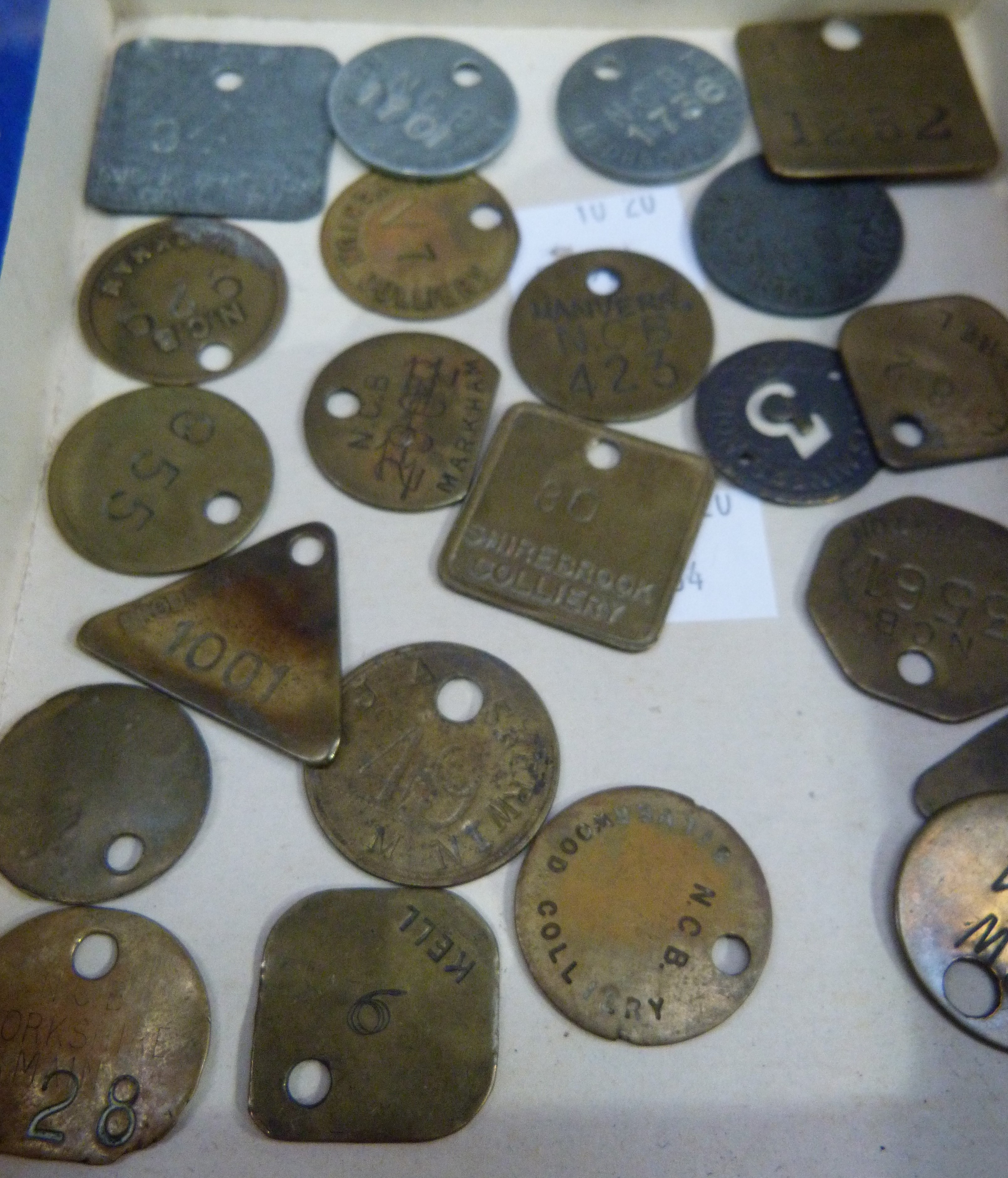 A small quantity of colliery tokens in brass, white and base metal including Shirebrooke,
