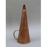 A Victorian brass and copper funnel shaped cider muller, 30cm high
