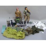 Two Palitoy Aion Man figures with a quantity of accessories and clothing