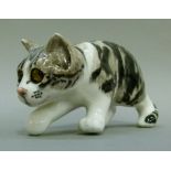 Winstanley Cats black and grey tabby on the hunt, signed to the base 8cm high