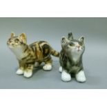 Winstanley Cats two kittens, grey tabby and brown tabby 10.5cm and 11cm