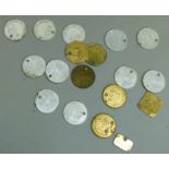 A quantity of brass, base and white metal colliery tokens, including Thoresby and Babington (18)