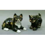 Winstanley Cats two tabby kittens, signed to the base 9.5cm and 11.5cm
