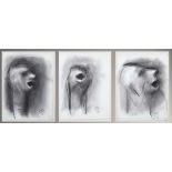 ARR JEAN-GEORGES SIMON (Hungarian 1894-1968) Blind Singer, three portrait studies, charcoal,