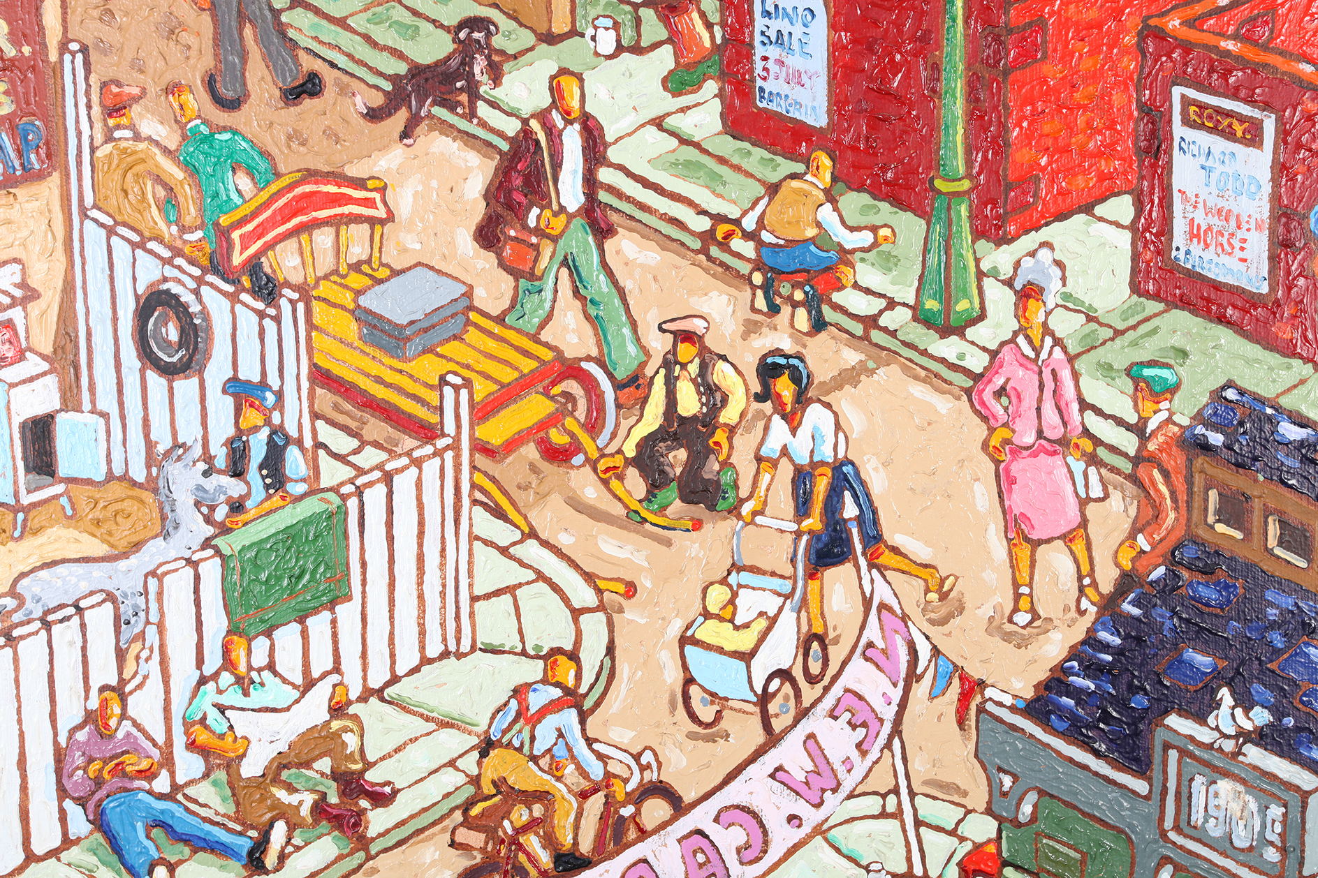 ARR JOE SCARBOROUGH (b.1938), Busy street scene, car sales, scrapyard, the New Mount Zion Chapel and - Image 2 of 5