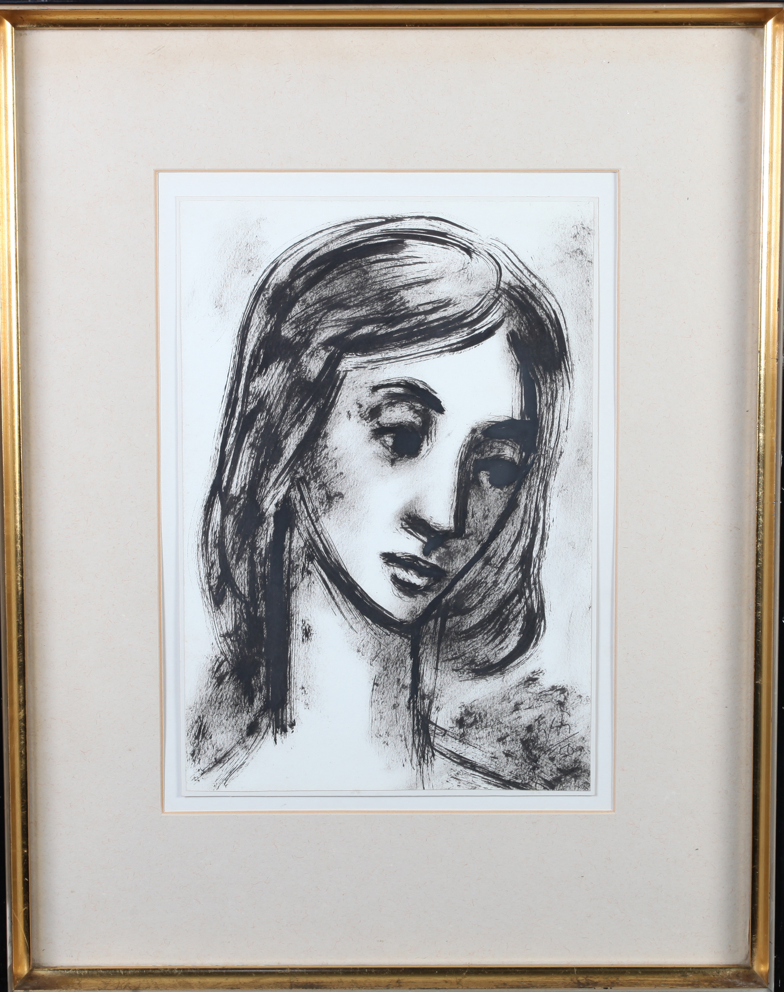 ARR JEAN-GEORGES SIMON (Hungarian 1894-1968) Young Woman, portrait, head and shoulders, ink and - Image 4 of 4