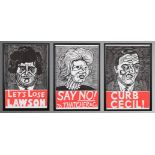 ARR BY AND AFTER ROY BIZLEY (1930-1999), a set of three posters, caricatures of leading Conservative