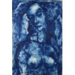ARR JEAN-GEORGE SIMON (Hungarian 1894-1968) Nude, portrait, half length, blue ink, initialled and