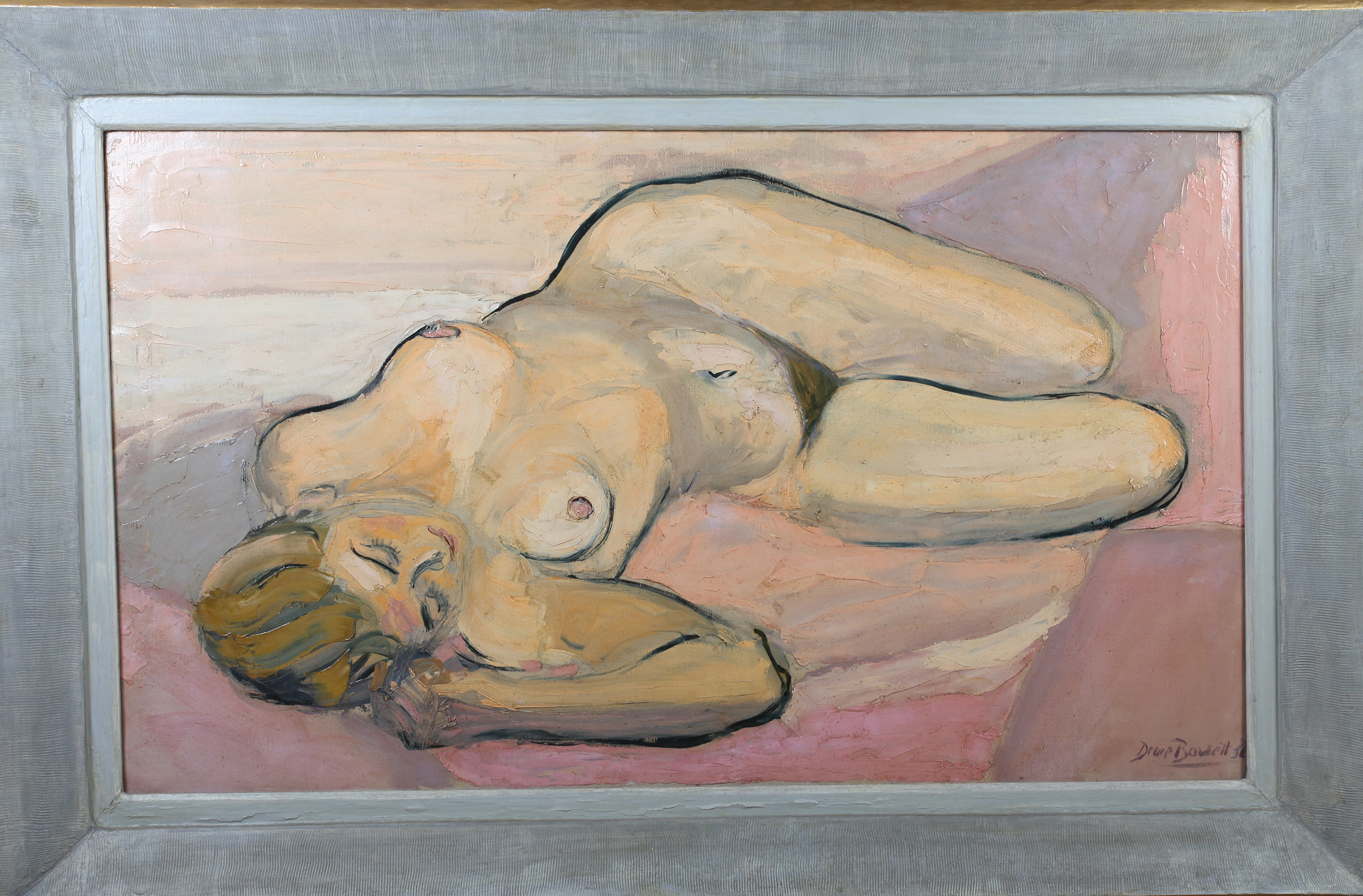 ARR DRUIE BOWETT (1924-1998) Sleeping nude, oil on canvas, signed and dated (19)59 to lower right, - Image 2 of 5