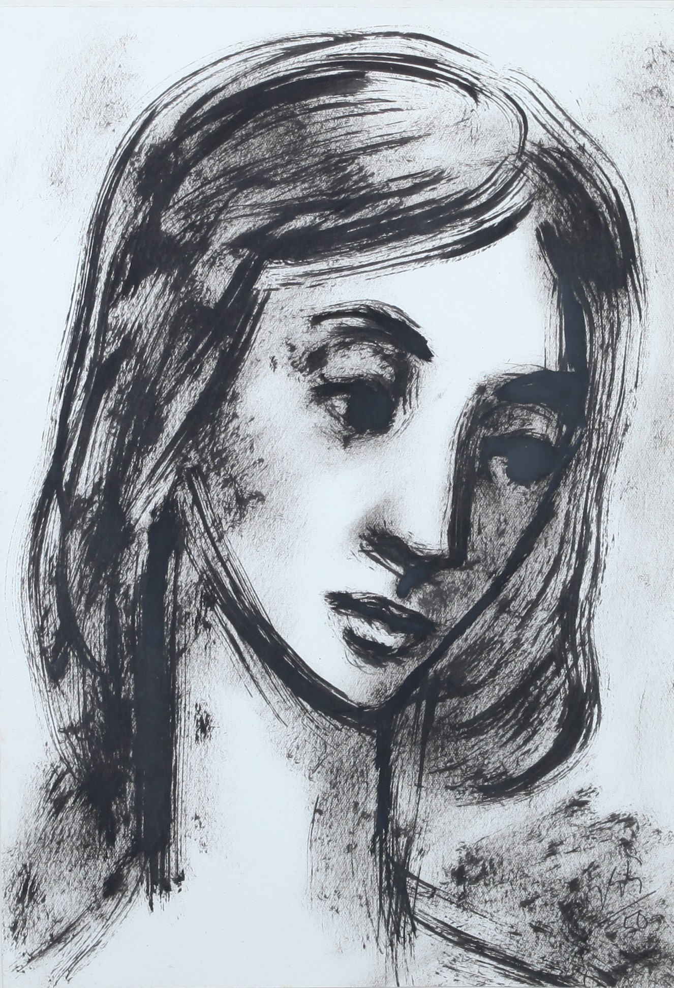 ARR JEAN-GEORGES SIMON (Hungarian 1894-1968) Young Woman, portrait, head and shoulders, ink and