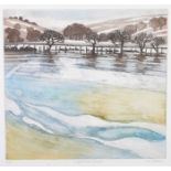 DOROTHY M PATTERSON (20th century), Frozen Flood, Swaledale, colour etching, no. 5/50, titled,