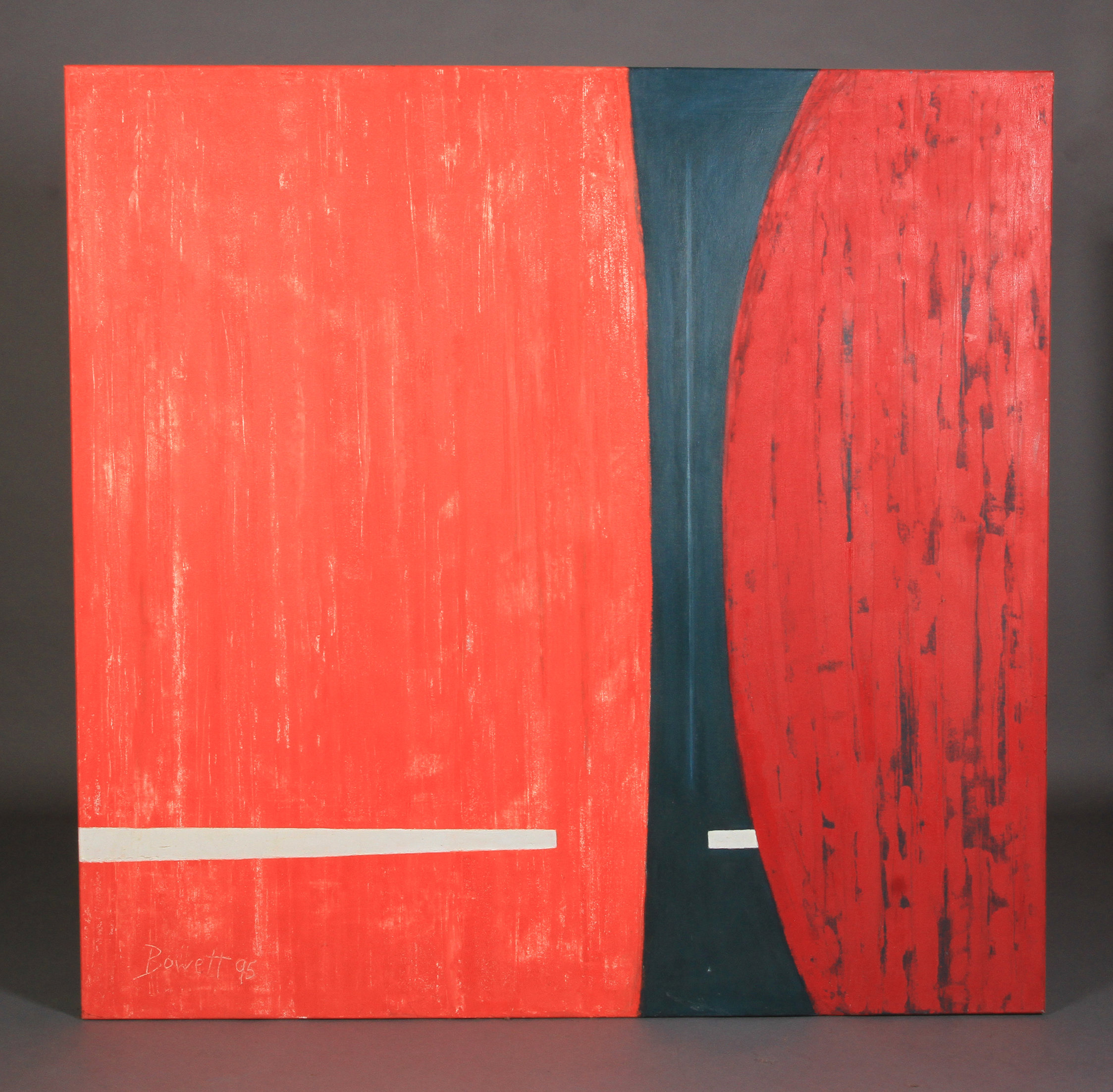 ARR DRUIE BOWETT (1924 -1998), Red Propinquity, abstract, oil on canvas, signed and dated (19)65
