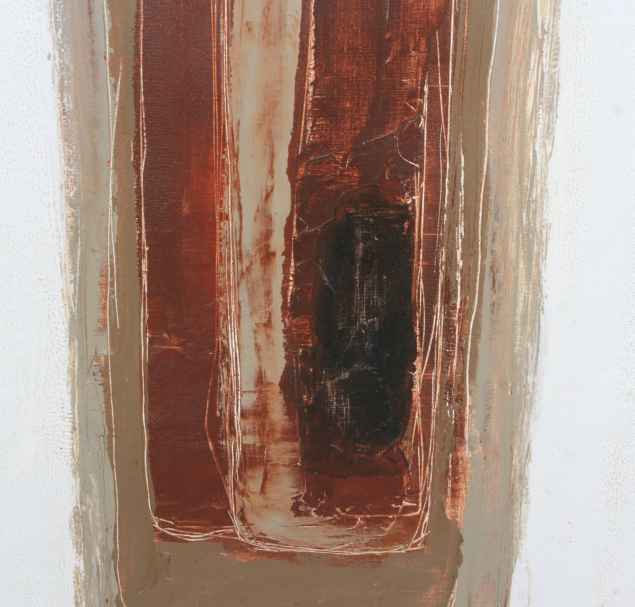 ARR DRUIE BOWETT (1924 -1998), Nerja, abstract in brown and grey on white, oil on canvas, signed and - Image 2 of 4