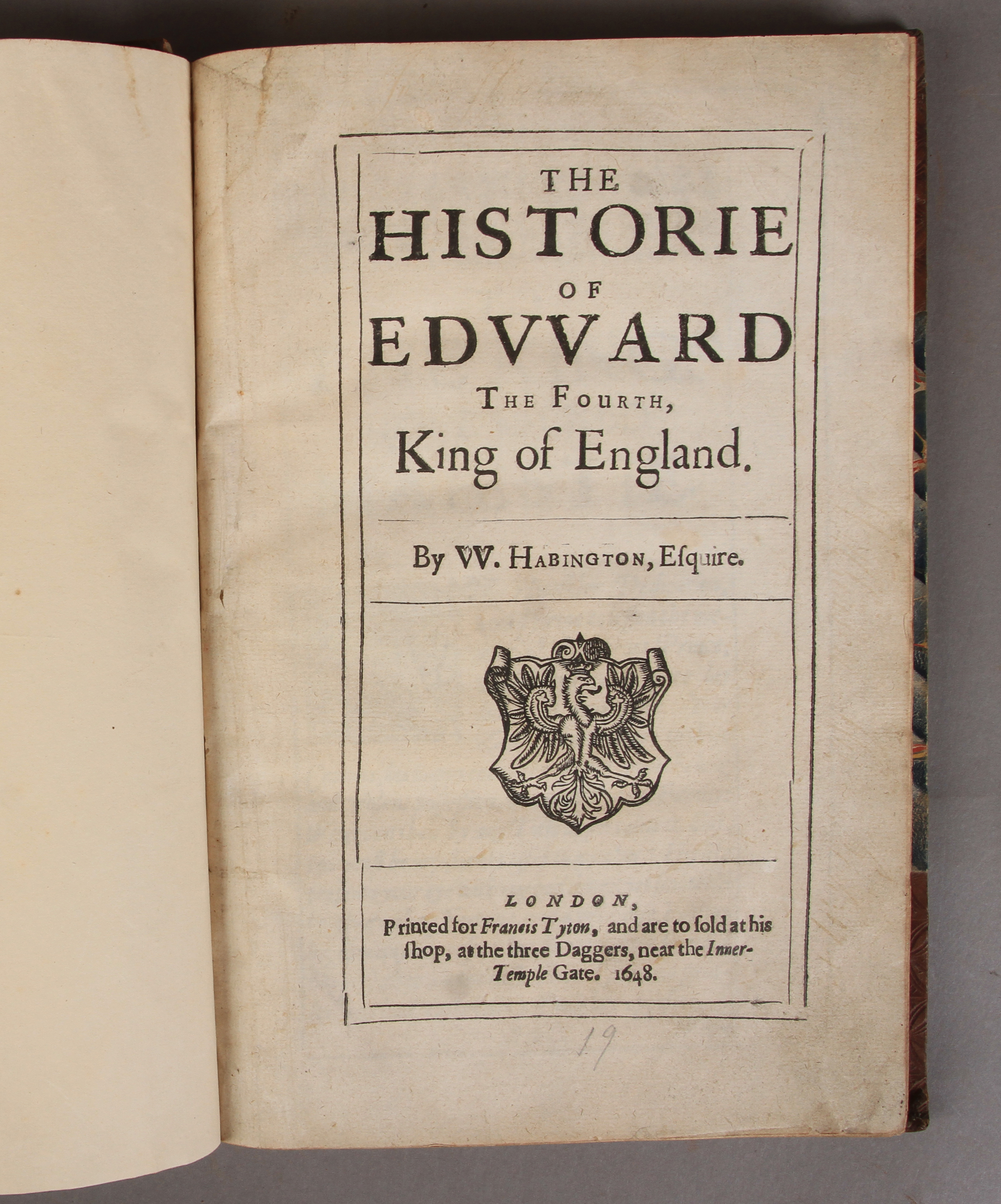 Habington, William, The Historie of Edward The Fourth, King of England. London, Printed for - Image 2 of 2