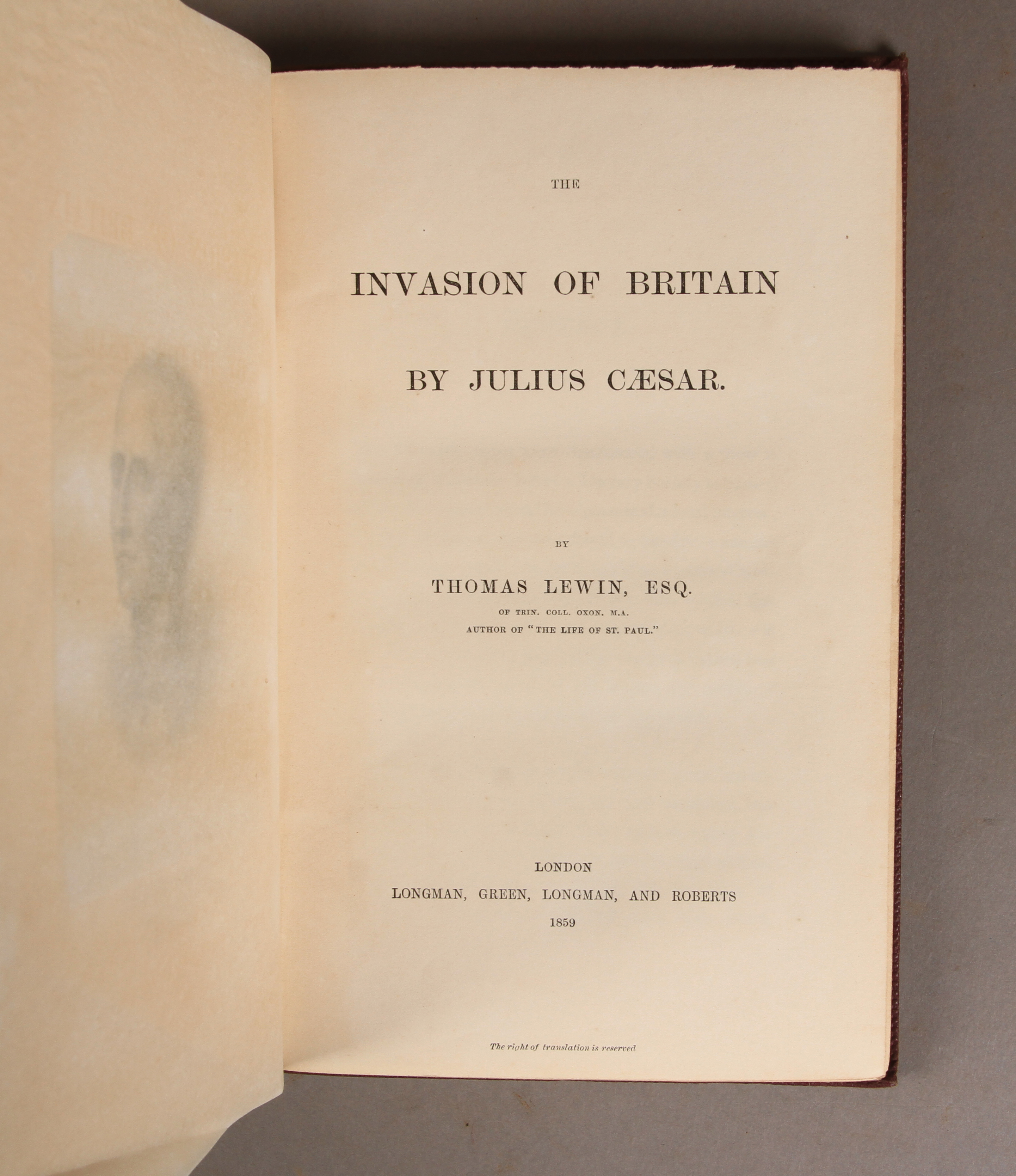 [Author's Presentation Copy] Lewin, Thomas, The Invasion of Britain by Julius Caesar. London, - Image 2 of 2