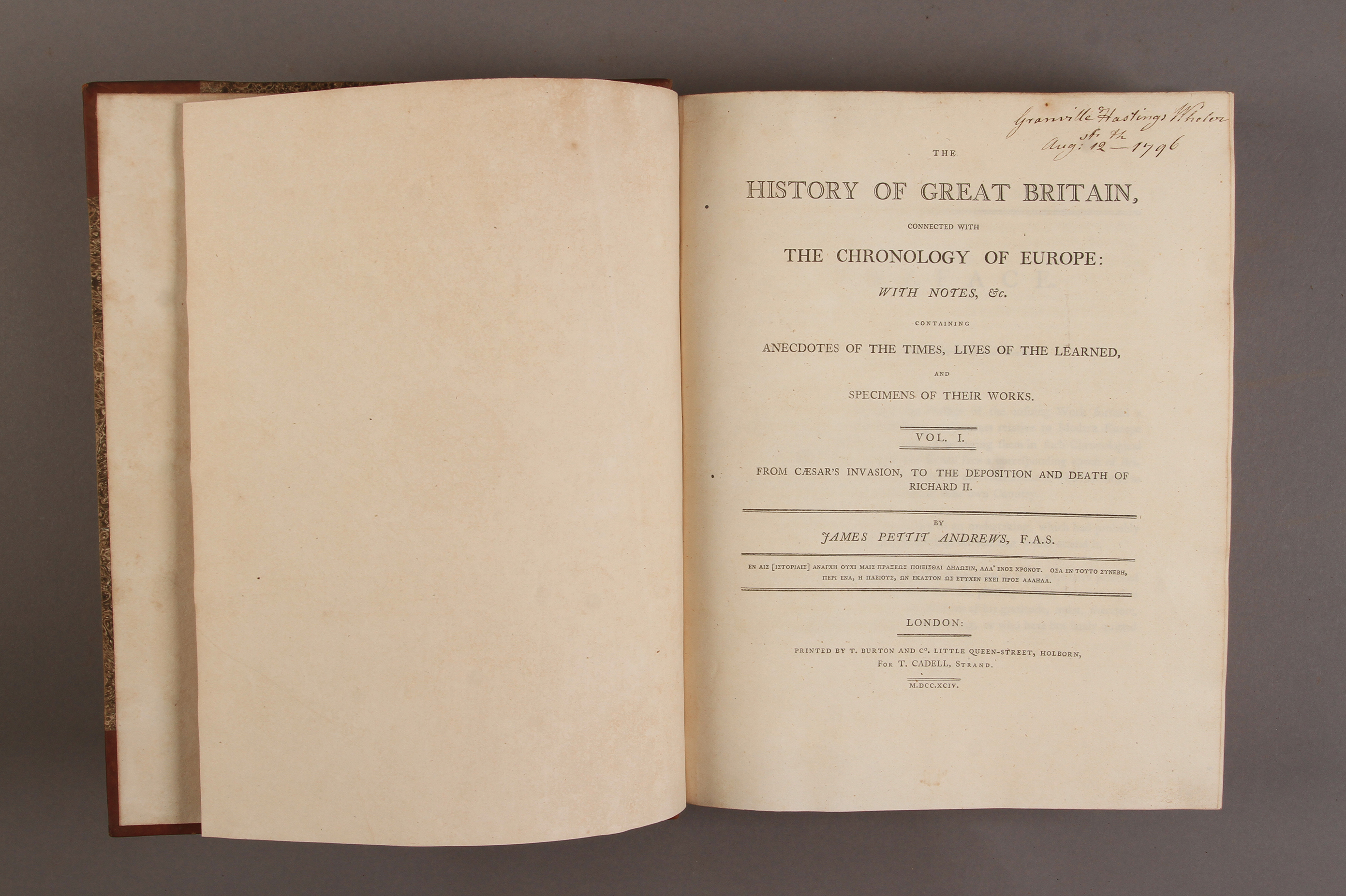 Andrews, James Pettit, The History of Great Britain, connected with the Chronology of Europe. - Image 2 of 3