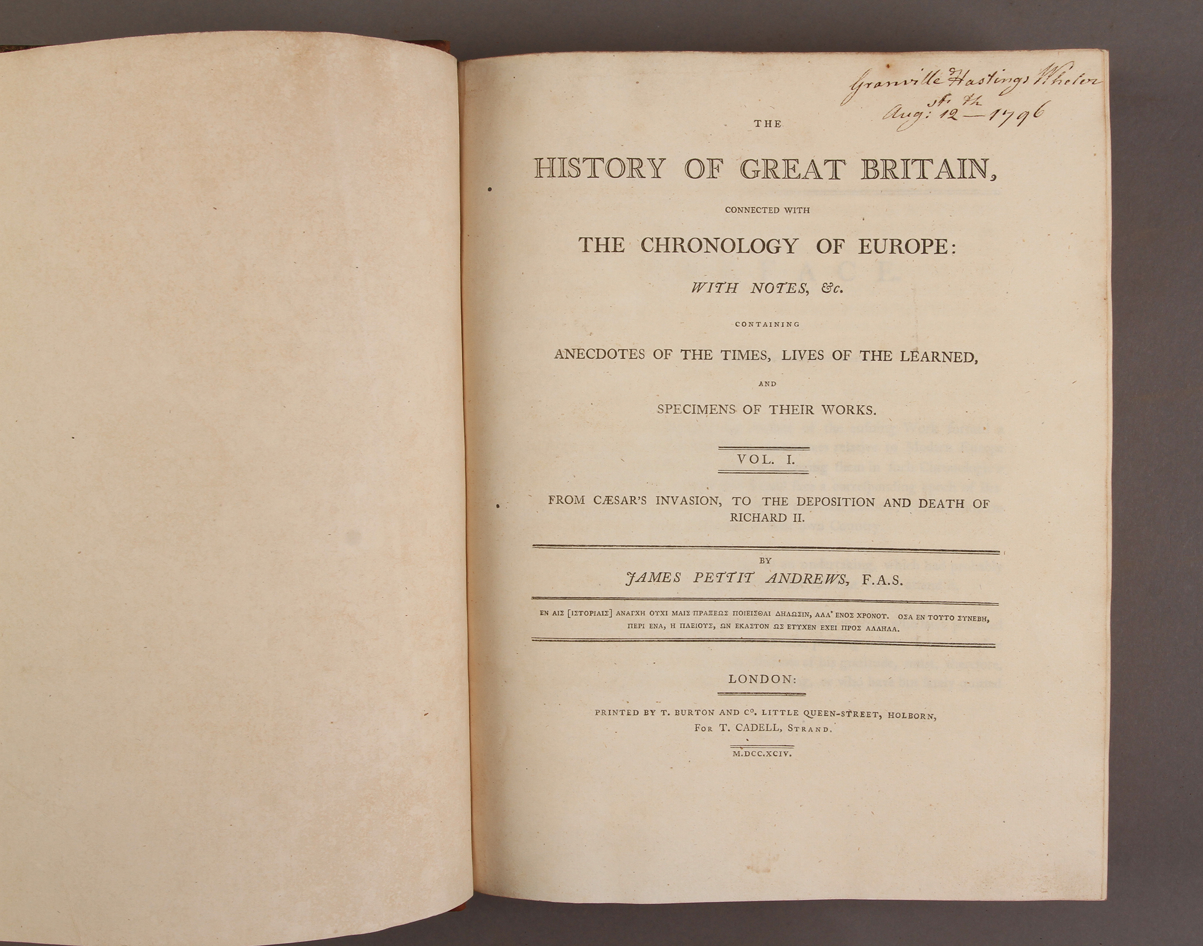 Andrews, James Pettit, The History of Great Britain, connected with the Chronology of Europe. - Image 3 of 3