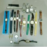 A collection of gentlemen's and ladies wristwatches with quartz and lever movements