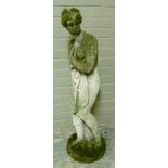 A garden figure of a classical maiden, concrete 117cm high