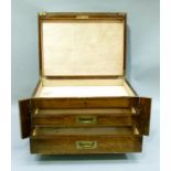 An oak two drawer canteen without fittings or content, 48cm wide x 28cm high x 36cm deep