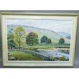 Walter Horsnell, The Wharfe, Kettlewell, river landscape, oil on canvas board, signed to lower left,