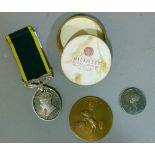 George VI efficiency medal bar territorial (re-named), George V official coronation medallion in