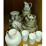 An Indian tree pattern part service including a jug, a Staffordshire part tea service etc