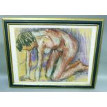 Study of a female nude on her hands and knees, pastel, unsigned, 41.5cm x 54.5cm