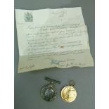 A 1914-1918 general service and victory medal for 23067 Pte T W Light Durham Light Infantry together