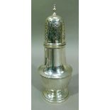 A silver sugar caster of baluster outline, Sheffield 1933, total approximate weight 5oz