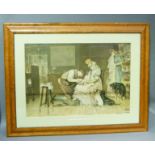 Colour print - The Veterinary's Shop in birds eye maple frame, 33.5cm x 48cm