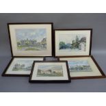 Various watercolour scenes of Harrogate and around by Bill Rennison including The Pump Room