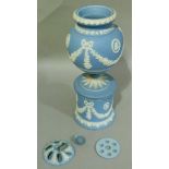 An Adams Wedgwood style ovoid vase and pedestal 35cm high