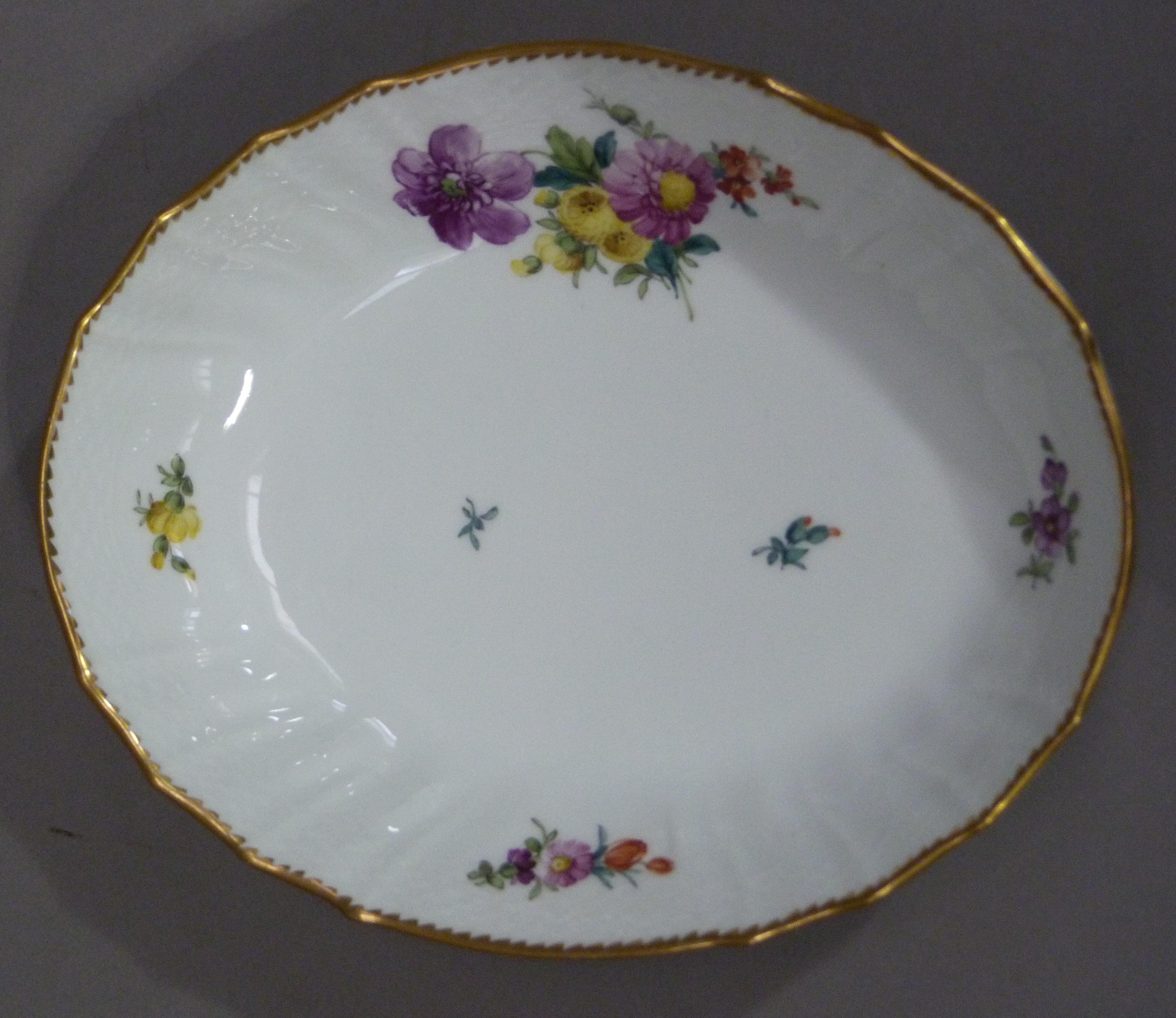 A Royal Copenhagen porcelain oval dish with floral decoration, 21.5cm wide - Image 2 of 3