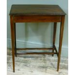 An Edwardian rectangular occasional table on square tapered legs with boxwood stringing joined by